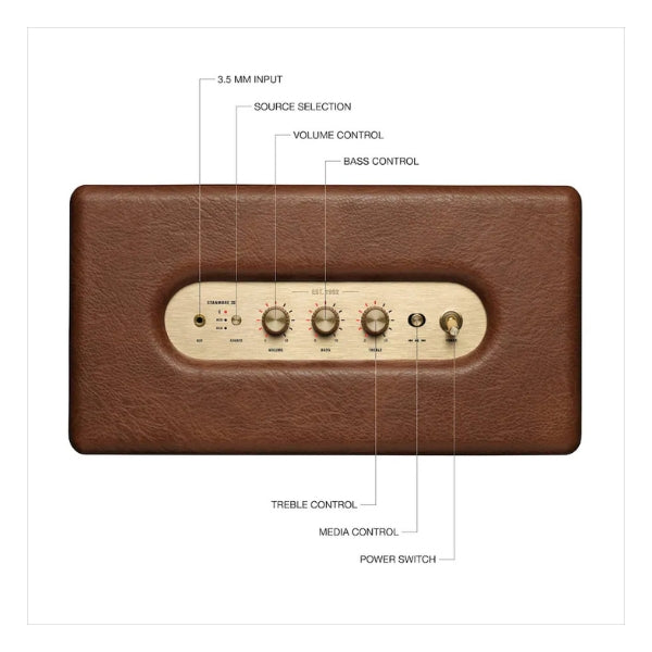 Corneta-para-el-hogar-Marshall-Stanmore-III-Bluetooth-con-controles-de-graves,-agudos-y-volumen-Marrón