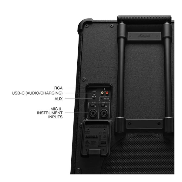 Corneta-portátil-Marshall-Bromley-750-Bluetooth-con-luces-LED-y-batería-de-40-horas-Negro-y-Latón