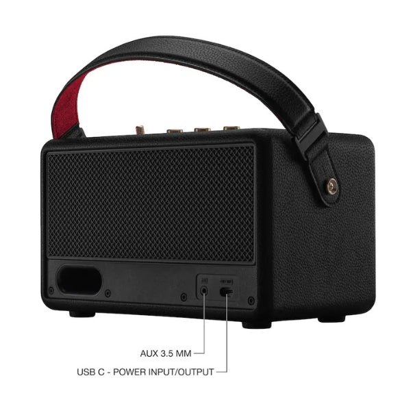 Corneta-portátil-Marshall-Kilburn-III-Bluetooth-con-entrada-auxiliar-y-batería-de-50-horas-Negro-y-Latón