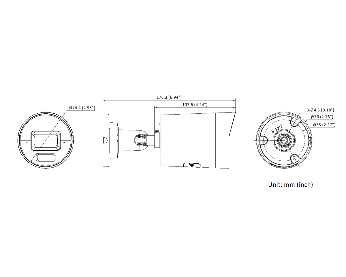 Cámara de Seguridad Hikvision - Bala IP 4 Megapixel - Lente 2.8 mm - 40 mts IR EXIR - Exterior IP67 - DS-2CD2043G2-LI2U