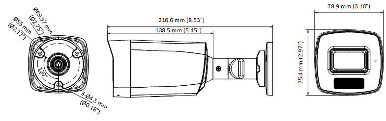 Cámara de Seguridad Hikvision - Bala TurboHD 2 Megapíxeles Híbrida B - N - Color VU - IR 40 mts - Lente 2.8 mm - DS2CE17