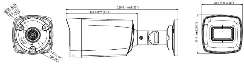 Cámara de Seguridad Hikvision - Bala TURBOHD 5 Megapixeles - Lente 3.6 mm - Exterior IP67 - 80 mts IR EXIR - DS-2CE17H0T