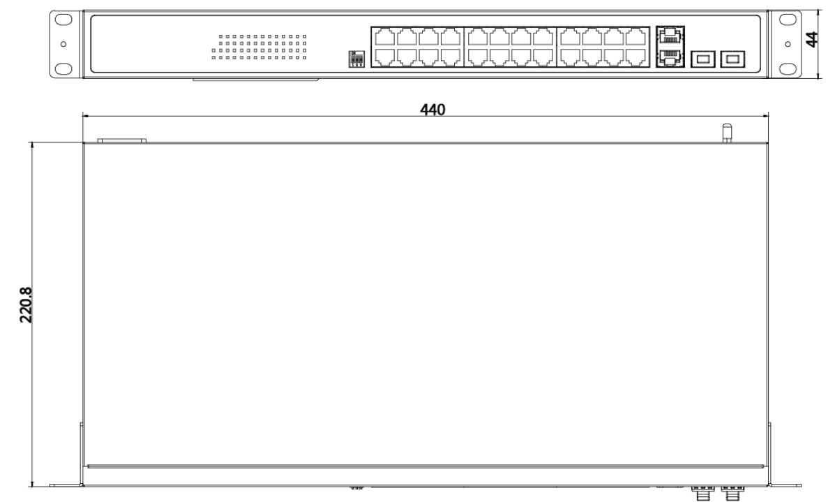Switch PoE Hikvision - No administrable - 2 puertos RJ45 Gigabit - 2 puertos de fibra optica gigabit - DS-3E0528HP-E