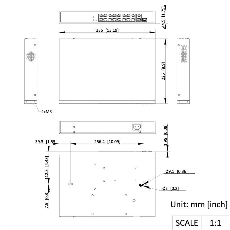 Switch PoE Hikvision - Switch Monitoreable 16 Puertos PoE 802.3AF - AT - Modo Extendido 300 mts - 1 Puerto UPLlink - DS-