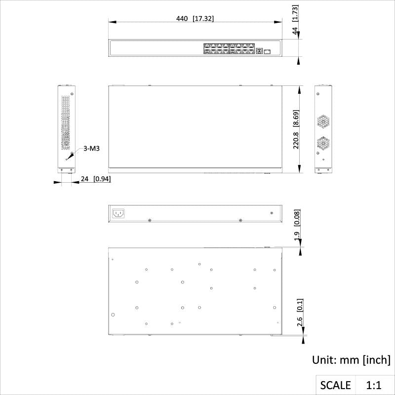 Switch PoE Hikvision - Estándar IEEE 802.3at - af - DS-3E1518P-EI/M