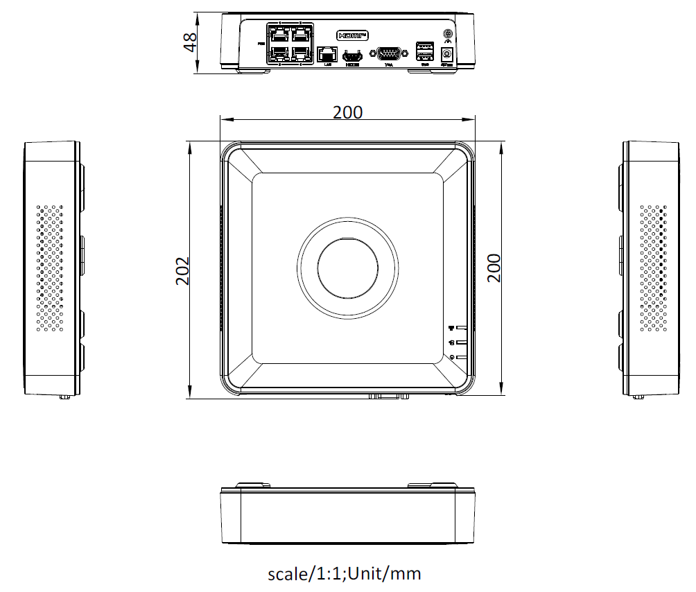 NVR Hikvision - 4 canales IP - 4 Puertos PoE+ - 1 Bahías de Disco Duro - Switch PoE 300 mts - DS-7104NI-Q1/4P(D)