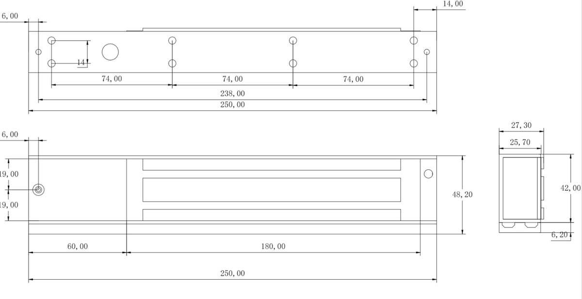 Control de Acceso Hikvision - Chapa Magnética de 600 Lbs (272 Kg) - Montaje en Puerta Normal o de Vidrio - Certificado C