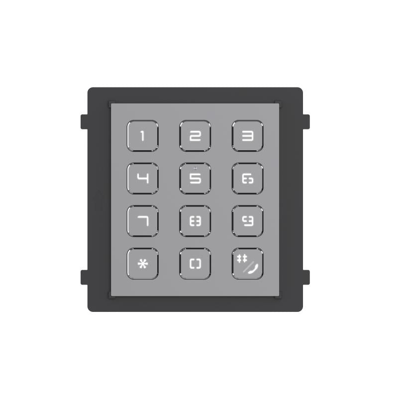 Videoportero Hikvision - Módulo de Teclado para Frente de Calle Modular - Desbloqueo de Puerta Mediante Código - Llamada