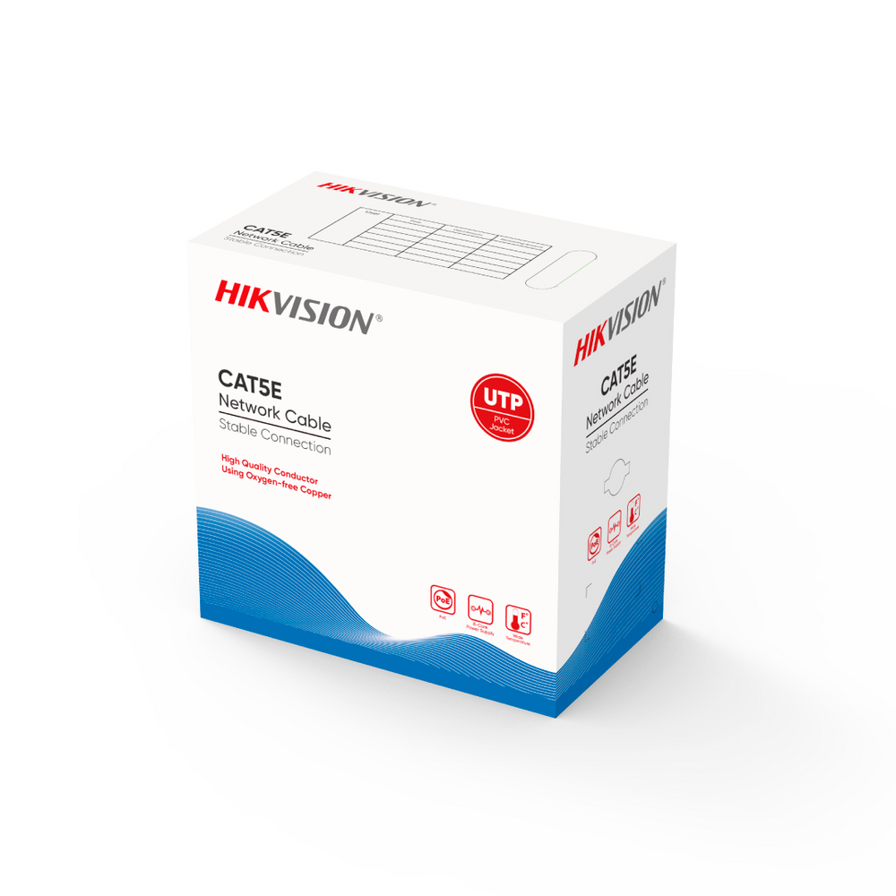 Cableado Estructurado Hikvision - Bobina de Cable UTP 305 mts - Cat 5E - Cable Clasificación CMX - Color Gris - DS1LN5EE