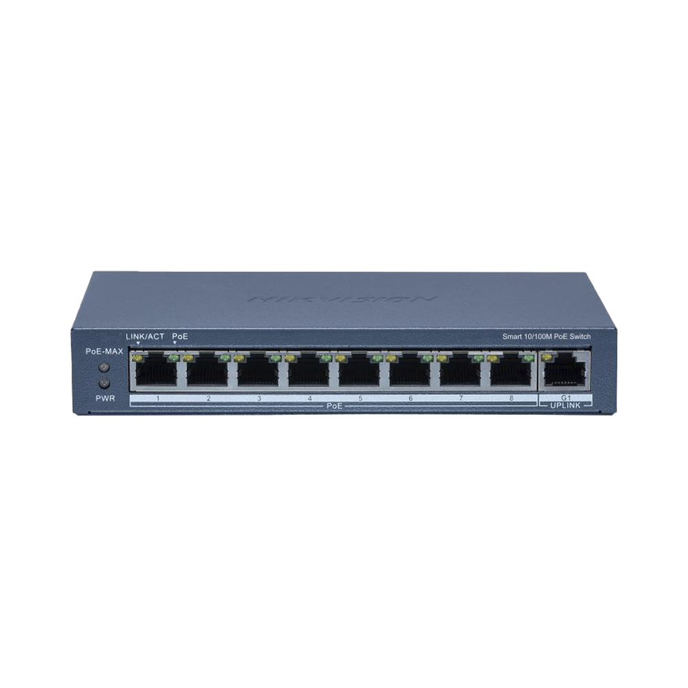 Switch PoE Hikvision - Administrable - 8 Puertos 10 - 100 Mbps PoE+ - 1 Puerto 100 Mbps Uplink - DS-3E1309P-EI/M