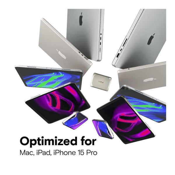 Disco-Duro-SSD-Externo-Crucial-X9-Pro-for-Mac-2TB-USB-3,2-Gen-2-Type-C-Plata