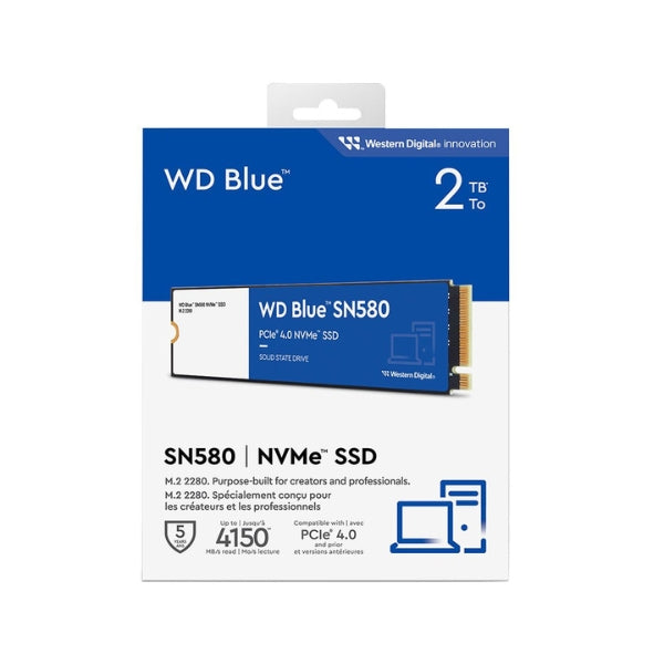 Disco-Duro-SSD-WD-Blue-SN580-2TB-WDC-TLC-NAND-PCIe-Gen-4x4-NVMe-M,2