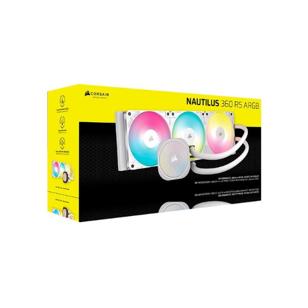 Enfriador-Líquido-Corsair-NAUTILUS-360-RS-ARGB-360mm-All-in-One-Blanco