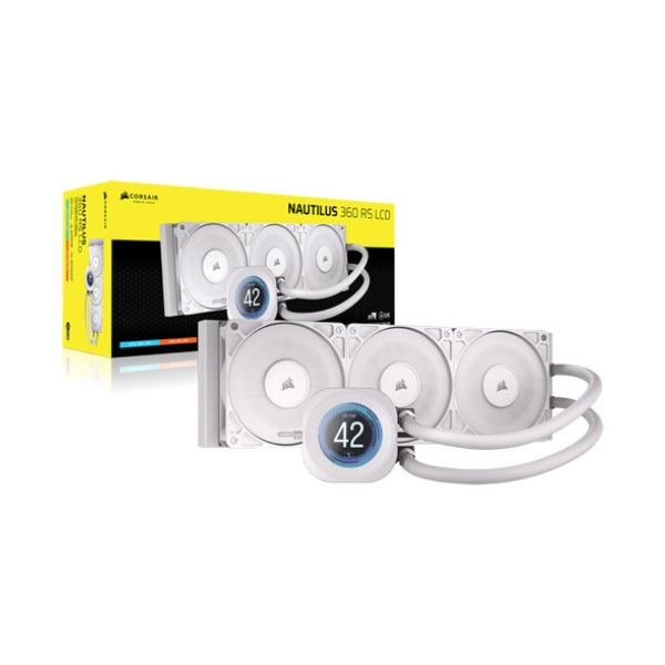 Enfriador-Líquido-Corsair-NAUTILUS-360-RS-LCD-360mm-All-in-One-Blanco