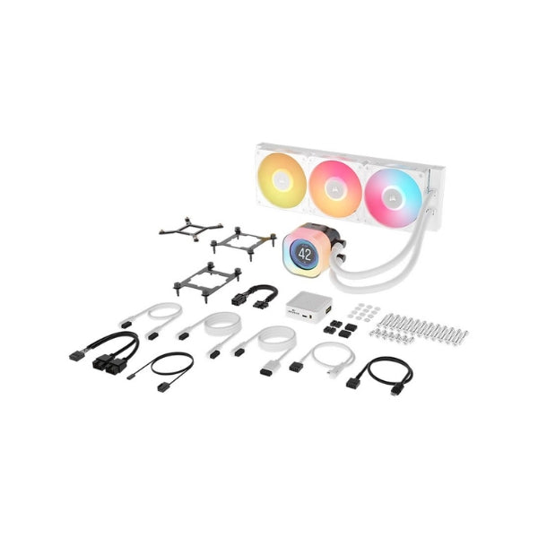 Enfriador-Líquido-Corsair-iCUE-LINK-RGB-TITAN-360-RX-LCD-360mm-All-in-One-Blanco