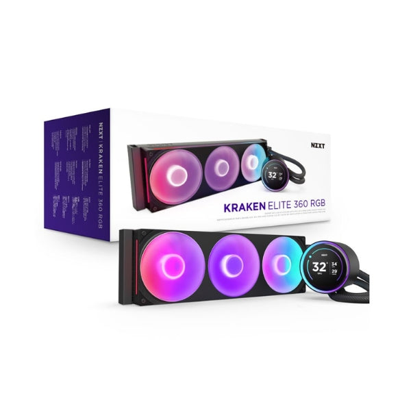 Enfriador-Líquido-NZXT-Kraken-Elite-RGB-360mm-All-in-One-Negro