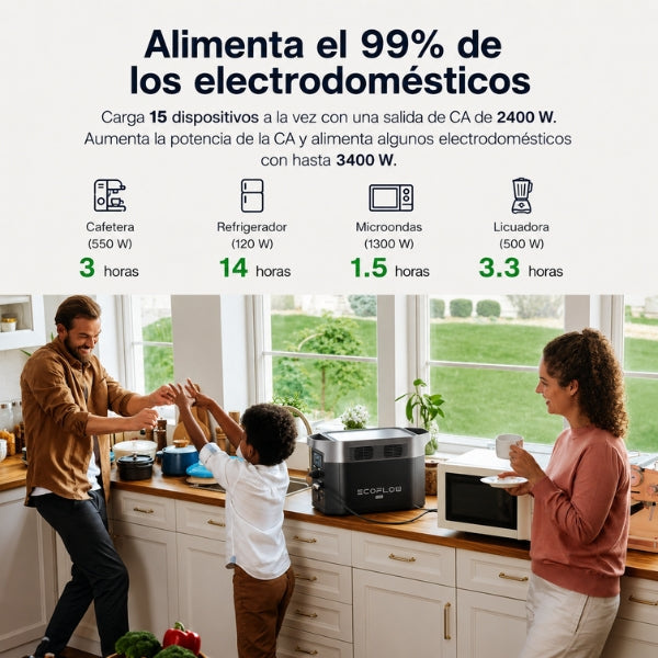 Estación - Energía - EF - ECOFLOW - DELTA 2 Max - 2048Wh - 120V - 3400W - LFP - Expansible - Solar - EFD350 - Negro&Gris