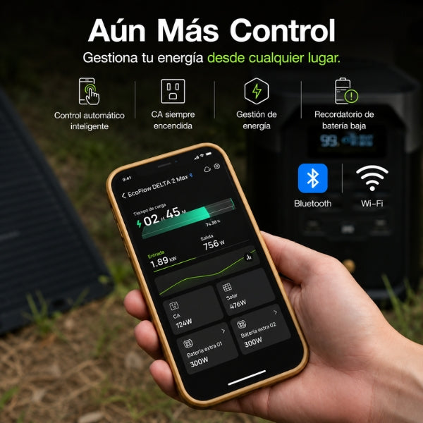 Estación - Energía - EF - ECOFLOW - DELTA 2 Max - 2048Wh - 120V - 3400W - LFP - Expansible - Solar - EFD350 - Negro&Gris