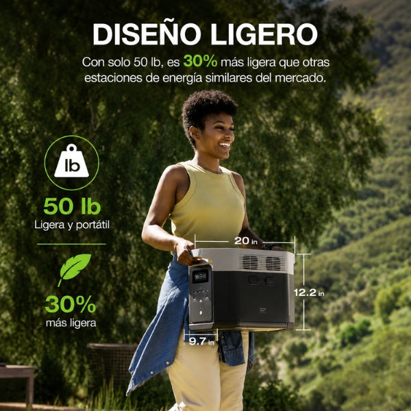 Estación - Energía - EF - ECOFLOW - DELTA 2 Max - 2048Wh - 120V - 3400W - LFP - Expansible - Solar - EFD350 - Negro&Gris