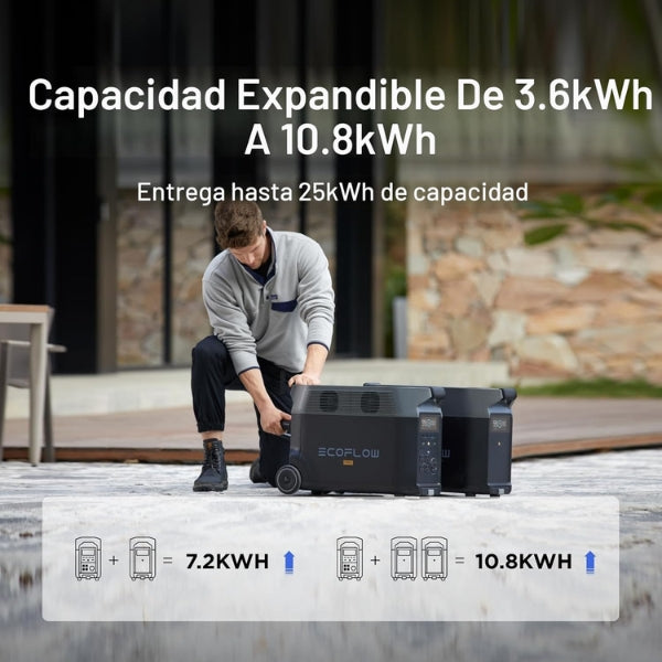 Estación - Energía - EF - ECOFLOW - DELTA Pro - 3600Wh - 120V - 4500W - AC - LiFePO4 - Expansible - Solar - EFD500