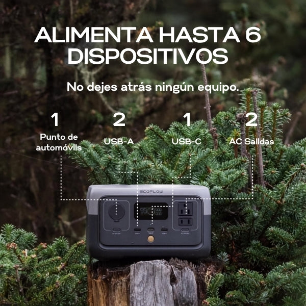 Estación - Energía - EF - ECOFLOW - RIVER 2 - Portátil - LiFePO4 - 256 Wh - 600 W - AC - Solar - EFR600