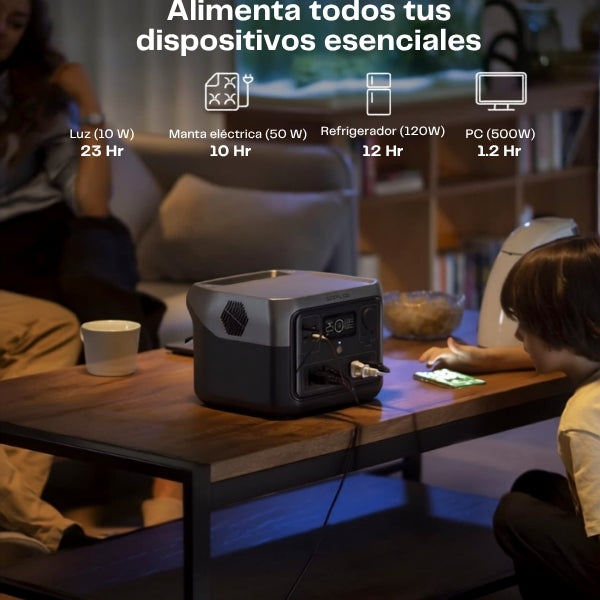 Estación - Energía - EF - ECOFLOW - RIVER 2 Pro - 768Wh - 120V - 1600W - LiFePO4 - Solar - Panel 160W - Portátil - EFR620 - Negro-ejemplo