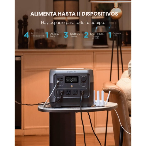 Estación - Energía - EF - ECOFLOW - RIVER 2 Pro - 768Wh - 120V - 1600W - LiFePO4 - X-Boost - Solar - EFR620 - Negro
