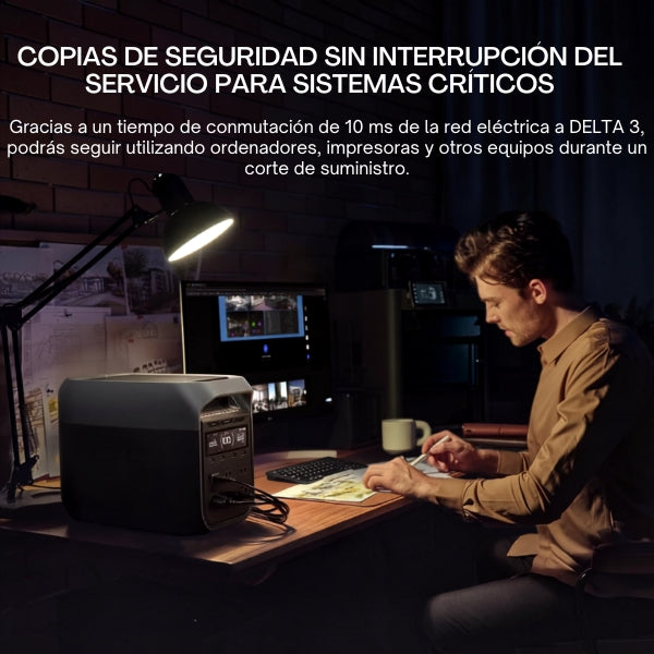 Estación de Carga - EF ECOFLOW DELTA 3 - 1024Wh - LiFePO4 - 1800W AC - 100W USB-C - Generador Solar Portátil-ejemplo