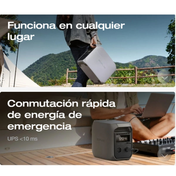 Estación de Energía Portátil EcoFlow DELTA 3 Classic 1024Wh - 1800W - Batería LFP - UPS 10ms - Carga Rápida 45 Min