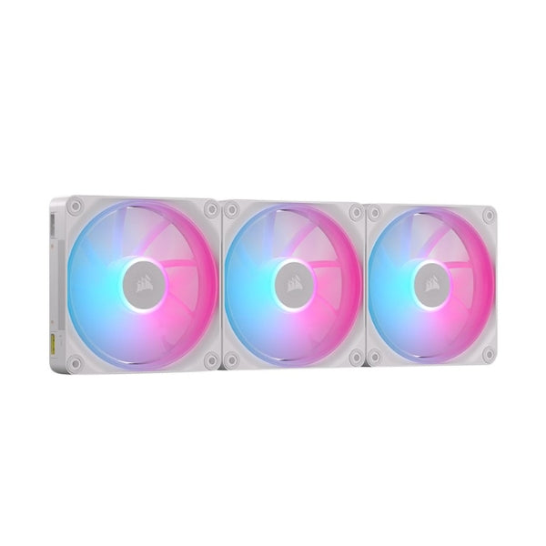 Fan-Cooler-Corsair-iCUE-LINK-LX120-RGB-Magnetic-Dome-Bearing-120mm-Blanco-RGB-3-Pack