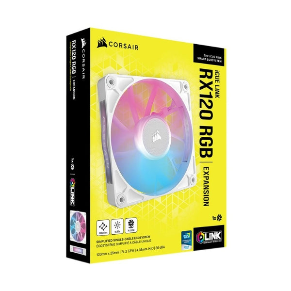 Fan-Cooler-Corsair-iCUE-LINK-RX120-Magnet-Dome-Bearing-120mm-Blanco-RGB
