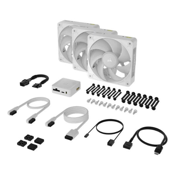 Fan-Cooler-Corsair-iCUE-LINK-RX120-RGB-Magnet-Dome-Bearing-120mm-Blanco-RGB-3-Pack
