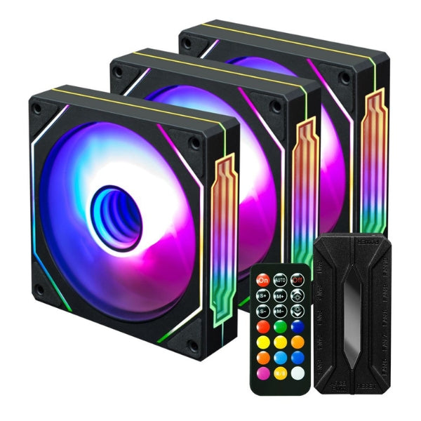 Fan-Cooler-Kingwin-KWI-FAN01-ARGB-Infinity-Mirror-Hydraulic-Bearing-120mm-Negro-ARGB-3-Pack