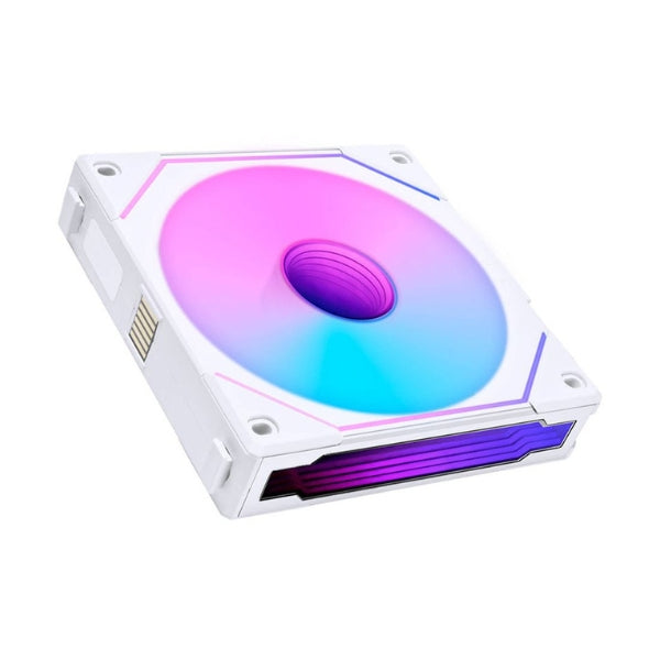 Fan-Cooler-Lian-Li-UNI-FAN-SL-INF-LCD-FLEX-Reverse-Blade-Fluid-Dynamic-Bearing-120mm-Blanco-RGB