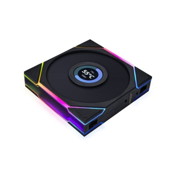 Fan-Cooler-Lian-Li-UNI-FAN-TL-LCD-FLEX-Fluid-Dynamic-Bearing-120mm-(3-Pack)-Negro-RGB