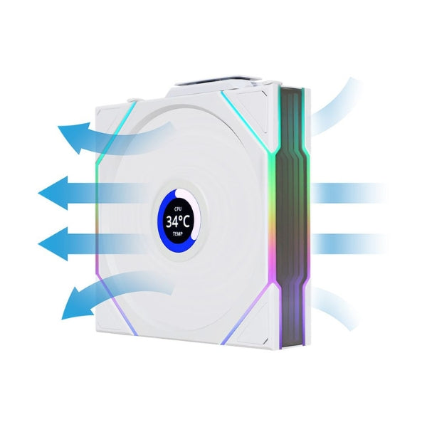 Fan-Cooler-Lian-Li-UNI-FAN-TL120-V2-LCD-Reverse-Blade-Wireless-Fluid-Dynamic-Bearing-120mm-Blanco-RGB