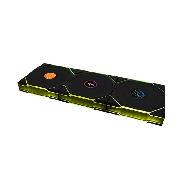 Fan-Cooler-Lian-Li-UNI-FAN-TL120-V2-LCD-Wireless-Fluid-Dynamic-Bearing-120mm-Negro-RGB-3-Pack
