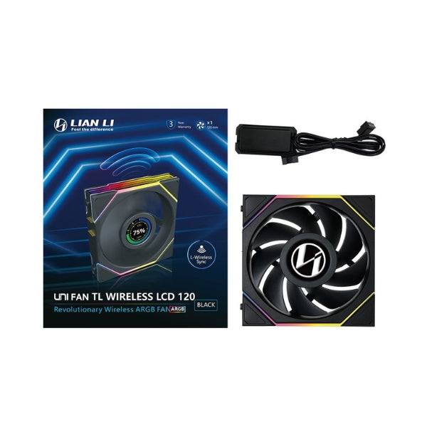 Fan-Cooler-Lian-Li-UNI-FAN-TL120-V2-LCD-Wireless-Fluid-Dynamic-Bearing-120mm-Negro-RGB