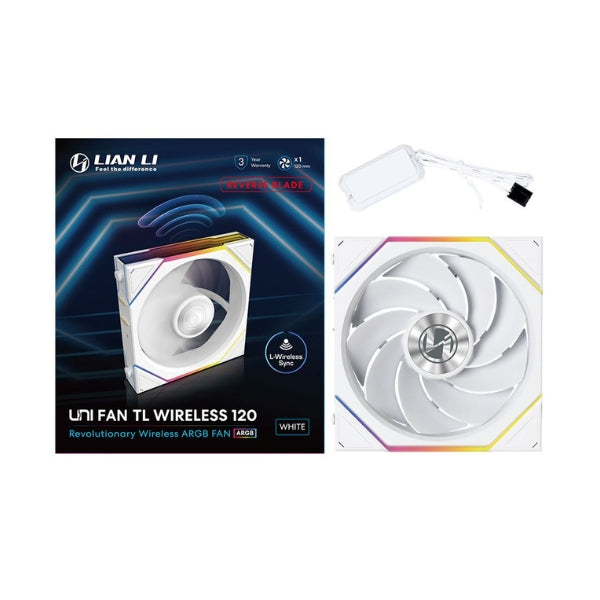 Fan-Cooler-Lian-Li-UNI-FAN-TL120-V2-Reverse-Blade-Wireless-Fluid-Dynamic-Bearing-120mm-Blanco-RGB