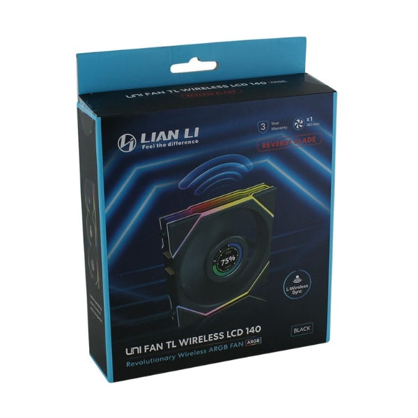 Fan-Cooler-Lian-Li-Uni-Fan-Reverse-TL-Wireless-LCD-Fluid-Dynamic-Bearing-140mm-Negro-RGB
