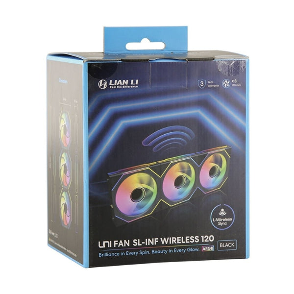 Fan-Cooler-Lian-Li-Uni-Fan-SL-INF-Wireless-120-Fluid-Dynamic-Bearing-120mm-Negro-RGB-3-Pack