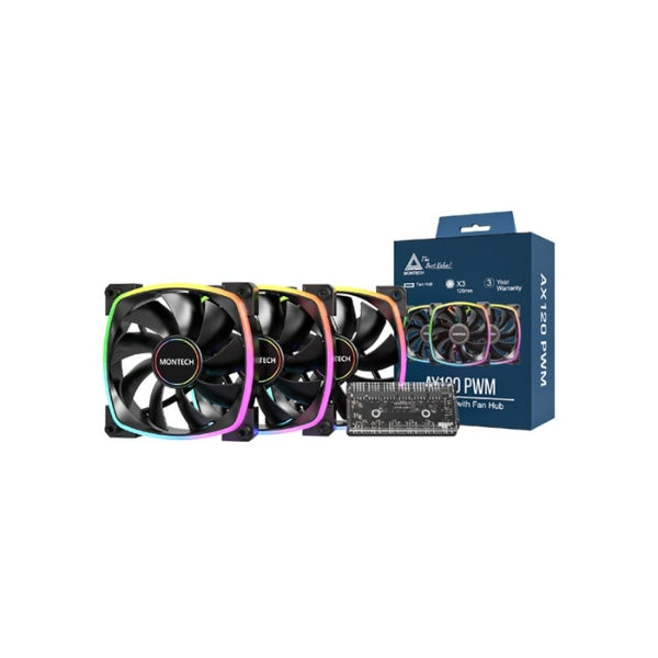 Fan-Cooler-Montech-AX120-Rifle-Dynamic-Bearing-120mm-Negro-RGB-3-Pack