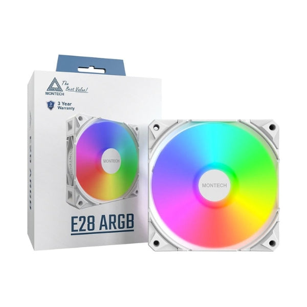 Fan-Cooler-Montech-E28-ARGB-Fluid-Dynamic-Bearing-120mm-Blanco-ARGB