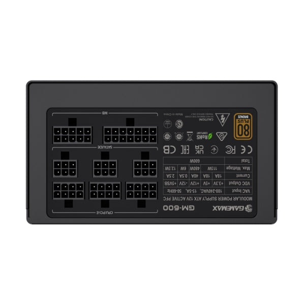 Fuente de Poder Gamemax GM-600W Gaming - 600W - 80 PLUS Bronze - Semi Modular - Blanco