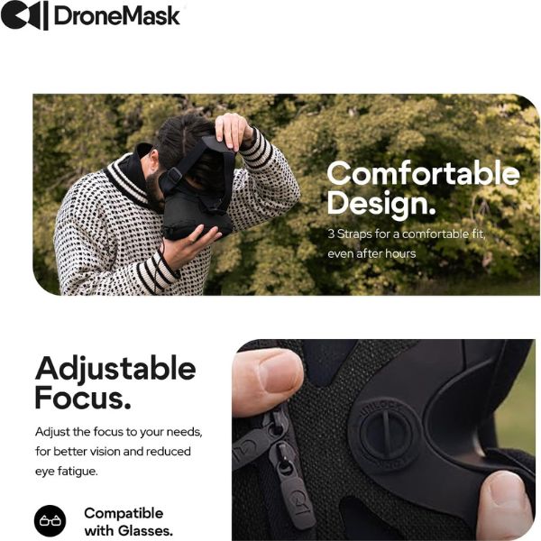 Gafas para drones DroneMask FPV para drones DJI, FPV y GPS Lente Unibody patentada, Drones con auriculares VR inmersivos, Gafas FPV