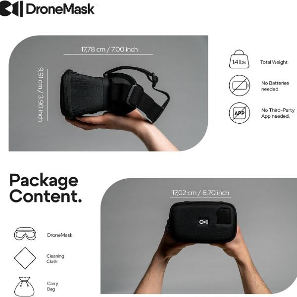 Gafas para drones DroneMask FPV para drones DJI, FPV y GPS Lente Unibody patentada, Drones con auriculares VR inmersivos, Gafas FPV
