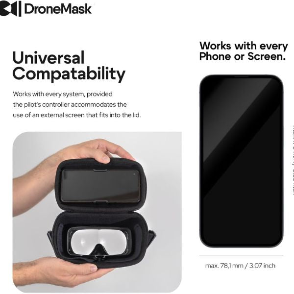 Gafas para drones DroneMask FPV para drones DJI, FPV y GPS Lente Unibody patentada, Drones con auriculares VR inmersivos, Gafas FPV