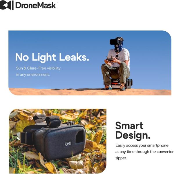 Gafas para drones DroneMask FPV para drones DJI, FPV y GPS Lente Unibody patentada, Drones con auriculares VR inmersivos, Gafas FPV