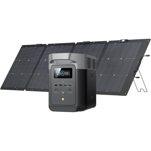 Generador - Energía - EF - ECOFLOW - DELTA 2 - 1024Wh - 120V - 1800W - LFP - Solar - Panel 220W - Expansible - EFD330 - Negro