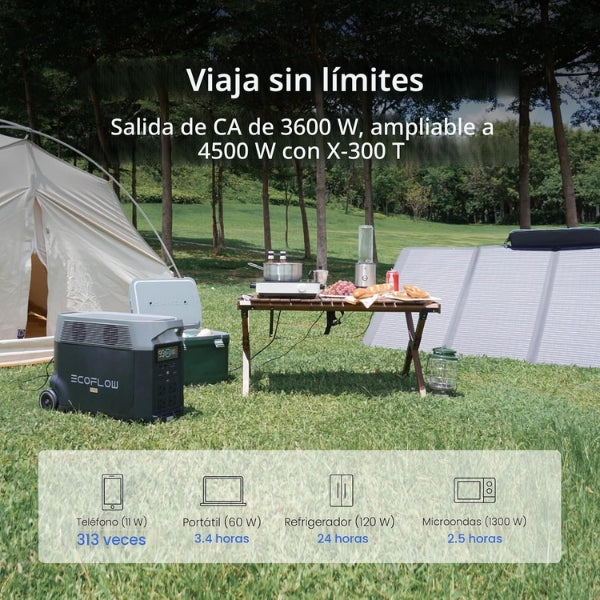 Generador - Energía - EF - ECOFLOW - DELTA Pro - 10,8 kWh - LiFePO4 - 3600 W - Expansible - Solar - EFD500 - Negro